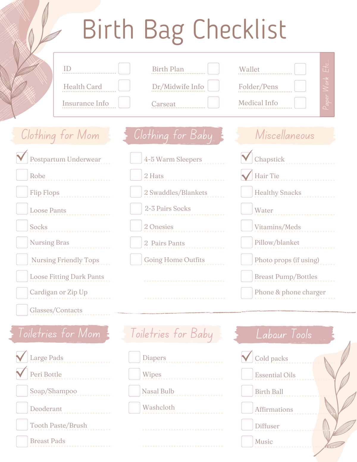 Motherly Touch Birth & Wellness Folder