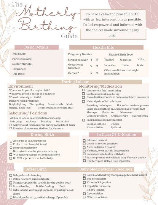 Motherly Touch Birth & Wellness Folder
